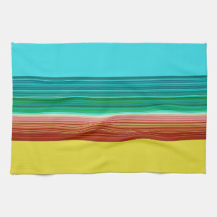 Yellow Blue Multicolor Striped Pattern Tea Towel