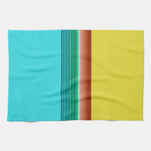 Yellow Blue Multicolor Striped Pattern Tea Towel
