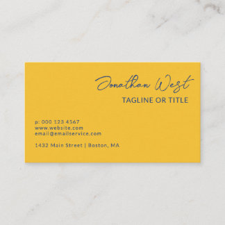 Yellow Blue Name In Signature Script One Sided Business Card