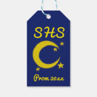 Yellow Blue Night Sky Crescent Moon Stars Prom