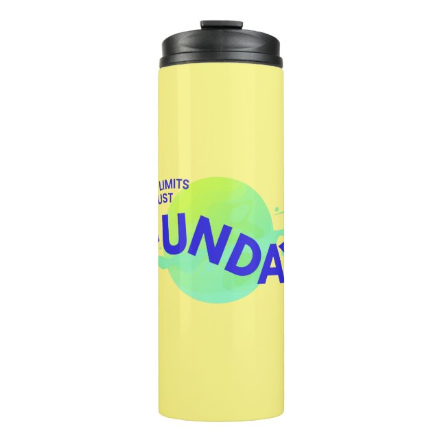 Yellow Blue No Limits Just Funday Thermal Tumbler (Front)