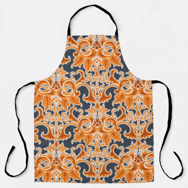Yellow blue Ornament Seamless Background Patternab Apron (Front)