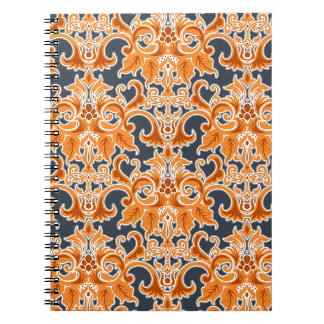 Yellow blue Ornament Seamless Background Patternab Notebook (Front)
