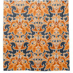 Yellow blue Ornament Seamless Background Patternab Shower Curtain