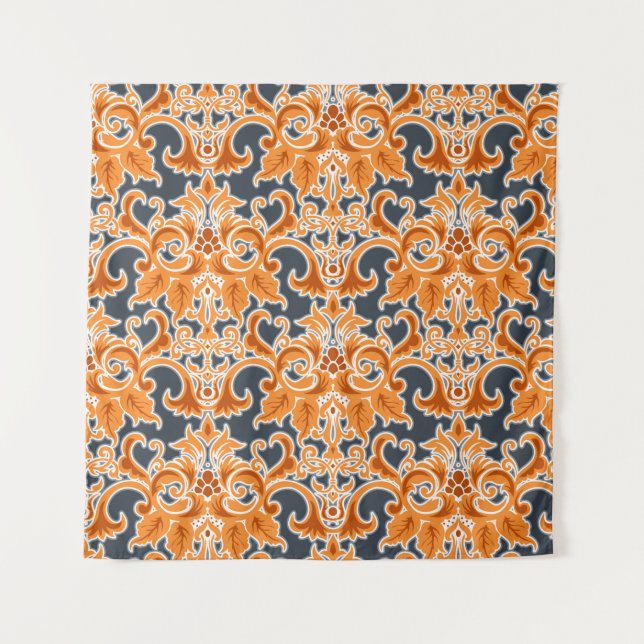 Yellow blue Ornament Seamless Background Patternab Tapestry (Front)