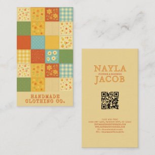 Yellow Blue Patchwork Quilt Rustic Farmhouse Business Card