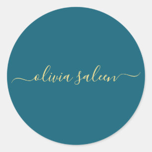 Yellow blue  personalised  classic round sticker