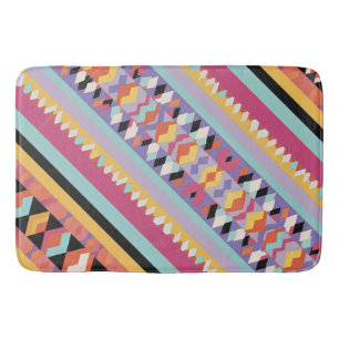Yellow Blue Pink Pattern mix Bath Mat