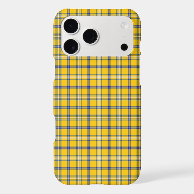 Yellow Blue Plaid Classic Pattern iPhone Case (Back)