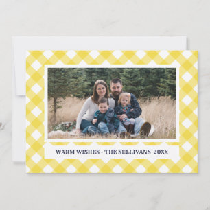 Yellow Blue Plaid   Rustic    CUSTOM Holiday Photo Card