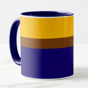 Yellow Blue Plain Color Block Design Mug
