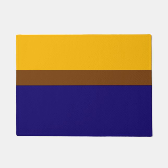 Yellow Blue Plain Colour Block Design  Doormat (Front)