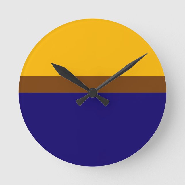 Yellow Blue Plain Colour Block Design  Round Clock (Front)