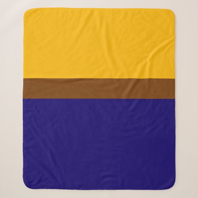 Yellow Blue Plain Colour Block Design  Sherpa Blanket (Front)