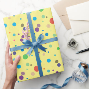 Yellow Blue Purple Colourful Dots Abstract Wrapping Paper