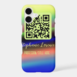 Yellow blue Q R code add name profession title ima