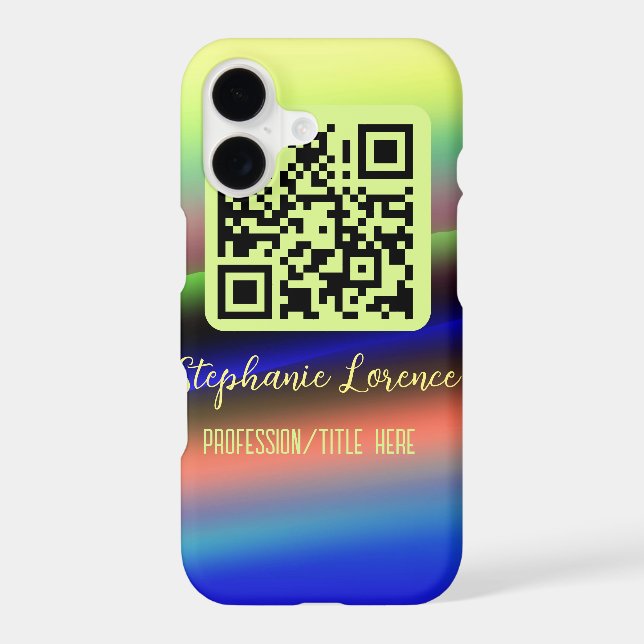 Yellow blue Q R code add name profession title ima (Back)