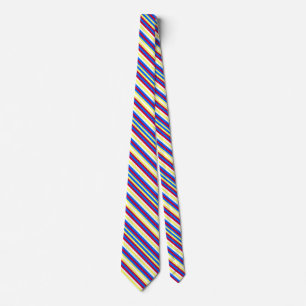 Yellow, Blue, Red and White Stripes Tie