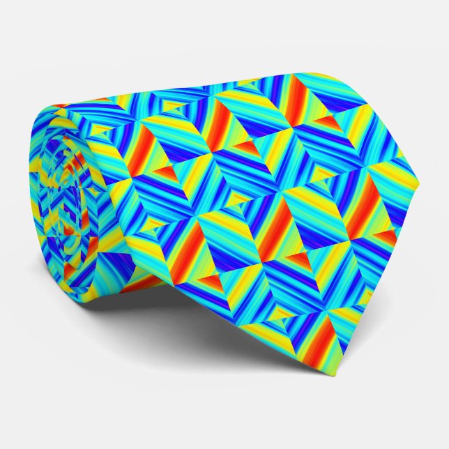 Yellow Blue Red Green Tie (Rolled)