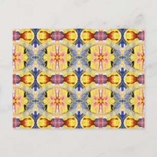 Yellow Blue Red Kaleidoscope design Postcard