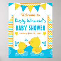 Yellow & Blue Rubber Ducky Polka Dot Baby Shower