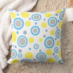 Yellow Blue Silver Backside Solid Yellow Cushion