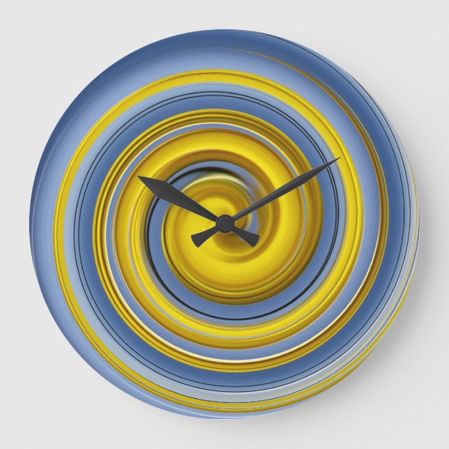 Yellow-blue spiral sample large clock (Front)