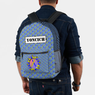 Yellow-Blue Standard Ribbon by Kenneth Yoncich Printed Backpack