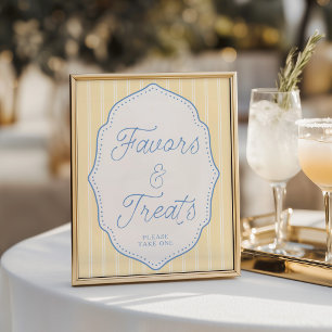 Yellow & Blue Stripe Favours and Treats Sign