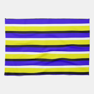Yellow Blue Stripes Pattern Tea Towel