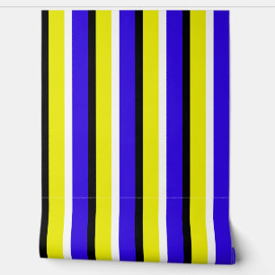 Yellow Blue Stripes Pattern Wallpaper