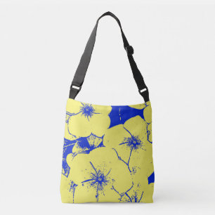 Yellow Blue Tropical Flowers Crossbody Bag