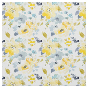 Yellow & Blue Watercolor Pattern Fabric