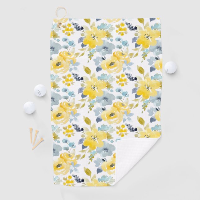 Yellow & Blue Watercolor Pattern Golf Towel (InSitu)