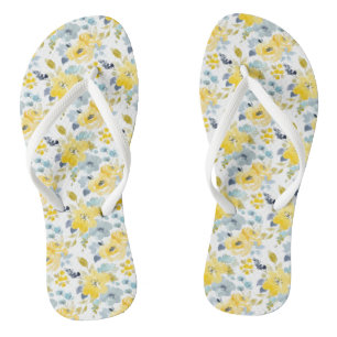 Yellow & Blue Watercolor Pattern Jandals