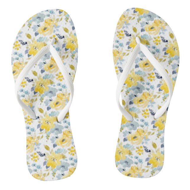 Yellow & Blue Watercolor Pattern Jandals (Footbed)