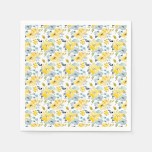 Yellow & Blue Watercolor Pattern Napkin