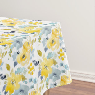 Yellow & Blue Watercolor Pattern Tablecloth