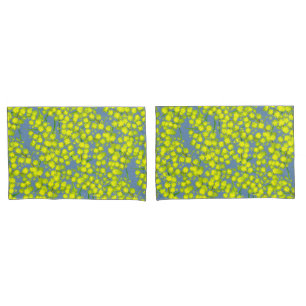 Yellow blue wattle acacia botanica art pillows pillowcase