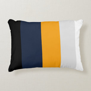 Yellow, blue, white, and black stripes decorative cushion