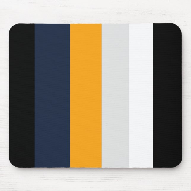 Yellow, blue, white, and black stripes mouse pad (Front)