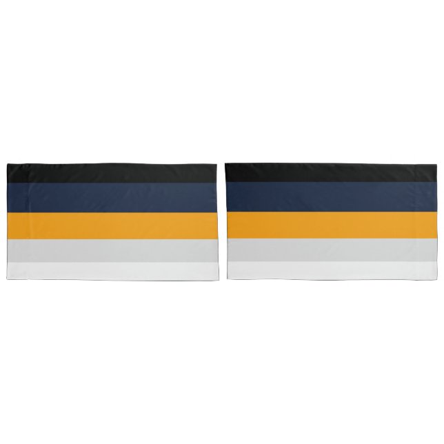 Yellow, blue, white, and black stripes pillowcase (Back-Set)