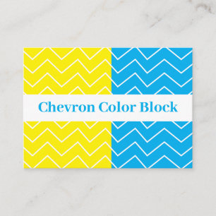 Yellow Blue White Chevron Colour Block Pattern Business Card