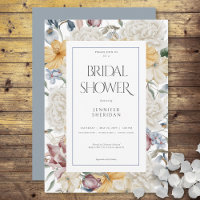Yellow Blue & White Floral White Bridal Shower