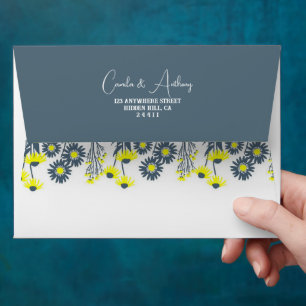 Yellow Blue Wildflower Floral Boho Wedding Envelope