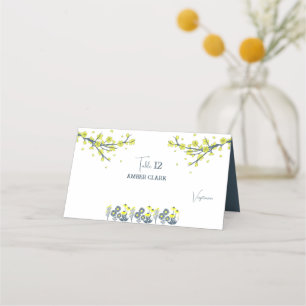 Yellow Blue Wildflower Floral Boho Wedding Place Card