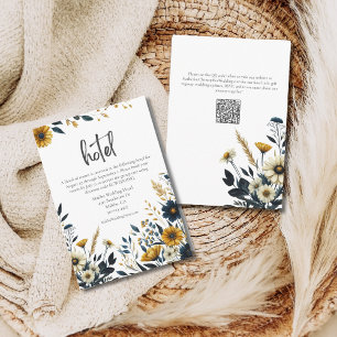 Yellow Blue Wildflowers Formal Wedding Hotel Enclosure Card