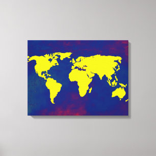 yellow&blue worldmap decor idea