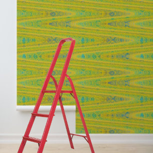 Yellow blue zig-zag horizontal pattern peel stick wallpaper
