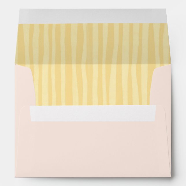 Yellow Blush Pink Inside Striped Envelope (Back (Bottom))